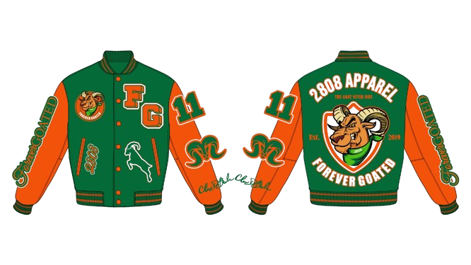 (PRE-ORDER) GREEN/ORANGE LIMITED EDITION FG VARSITY JACKET